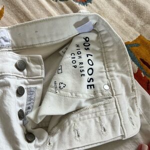 Luck Brand 90s White High Rise Loose Crop Jeans